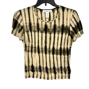 Jones New York Black and Tan Striped Blouse